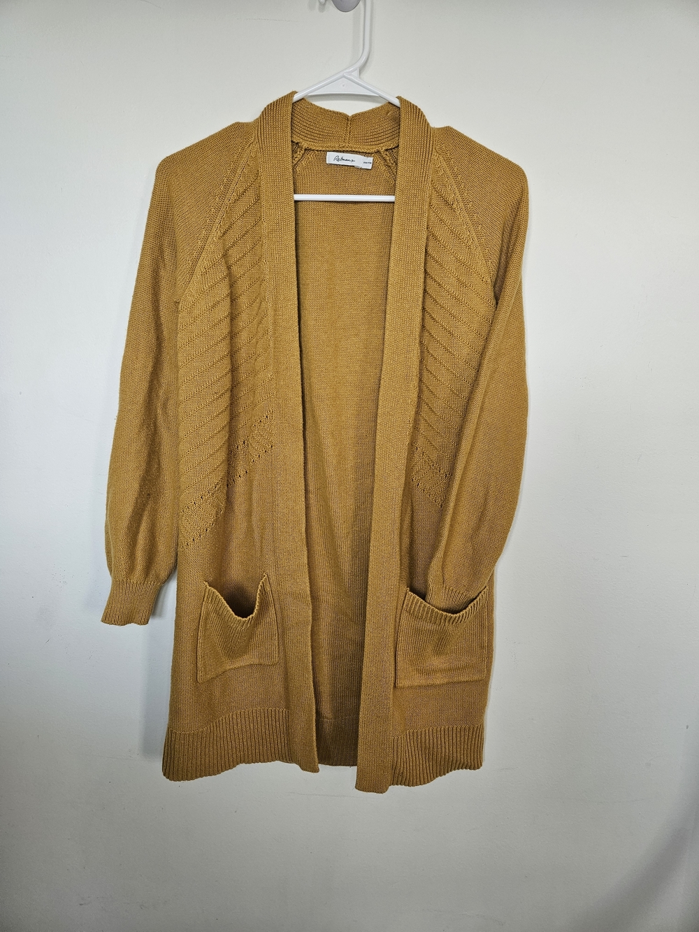 Reitmans Mustard Yellow Open Front Knit Cardigan with Pockets XXS